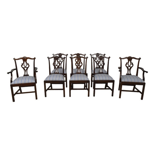 Set of 8 Stickley Mahogany Chippendale Dining Room Chairs For Sale