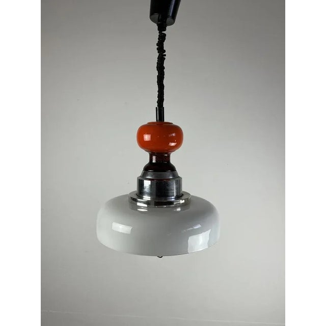 Italian Extendable Hanging Lamp in Ceramic and Glass, 1970s For Sale - Image 3 of 11