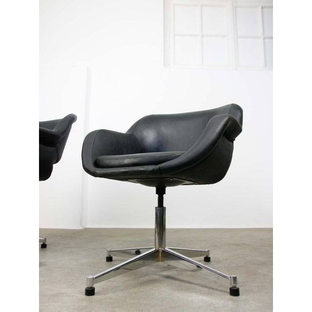 Black Vintage Italian Black Leatherette and Chrome Swivel Chair, 1970s For Sale - Image 8 of 18