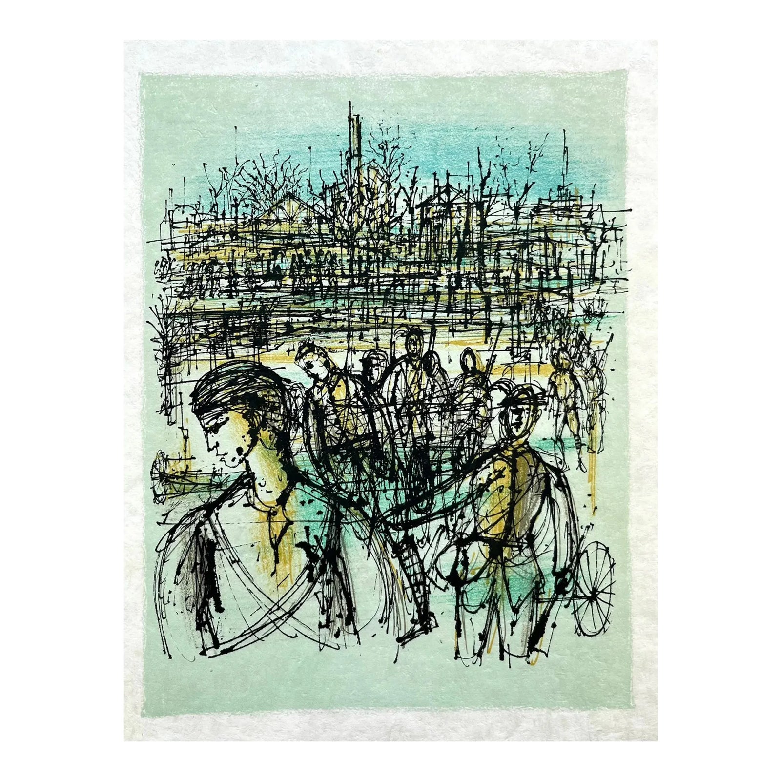 Lithographie D'art Jean Carzou : Bretonne - Mourlot Paris 1960