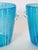 This is a rare pair of lovely electric light blue and white striped Venini Murano style blown bubble glass glass ice...