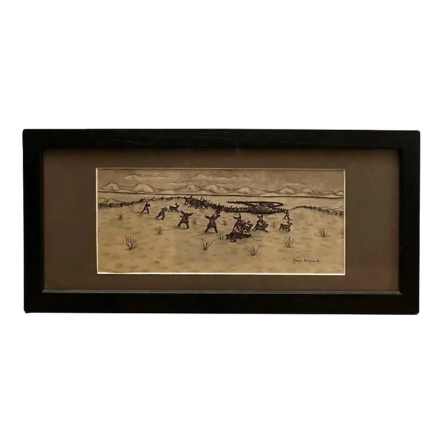 Ink Drawing by Alaskan Artist George Ahgupuk For Sale