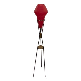 Vintage Red Floor Lamp attributed to Vistosi, Italy, 1960s For Sale