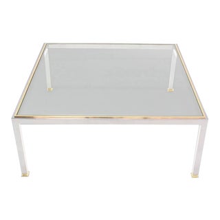 Vintage Mid Century Chrome and Brass Coffee Table For Sale