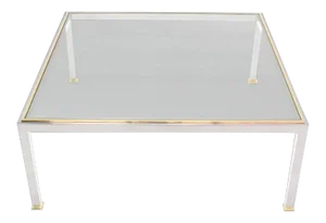 Vintage Mid Century Chrome and Brass Coffee Table