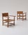 French Rustic Oak and Rush Armchairs, 1950s, Set of 2, in Very Good conditions. Designed 1890 to 1919