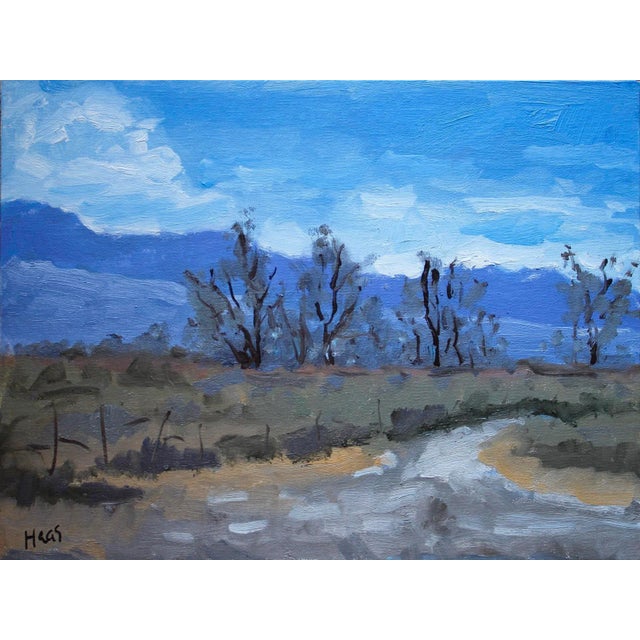Purple Mountains Desert Valley, Oil Painting by L Haas For Sale
