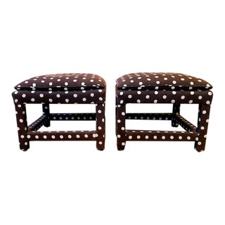 Vintage Upholstered Pillow Top Ottomans/Stools - a Pair For Sale