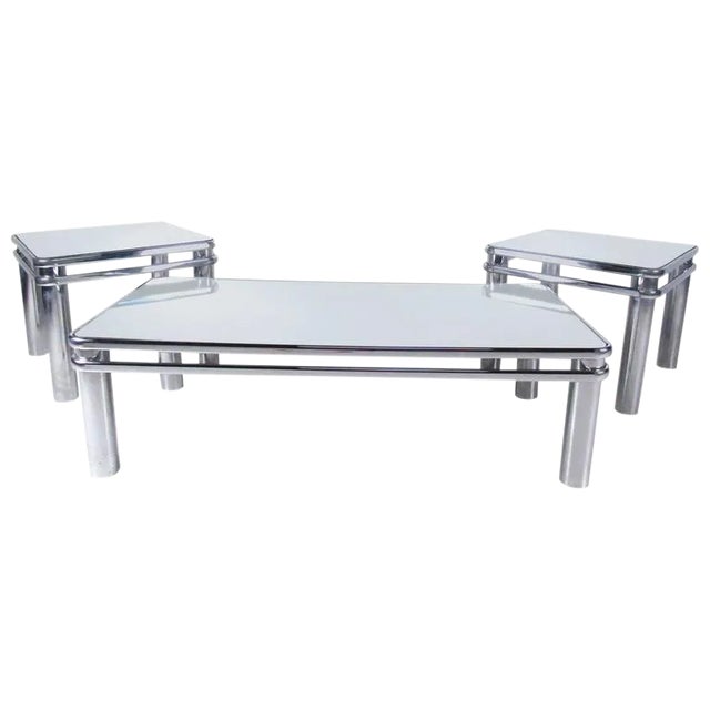 Set of Vintage Modern Tubular Chrome Tables For Sale