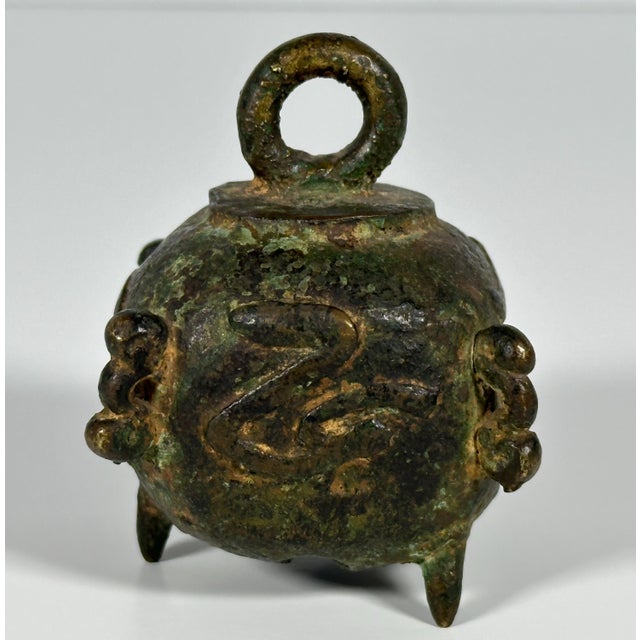 Antique Chinese Bronze Altar Bell: 18th Century Calligraphy For Sale - Image 4 of 10