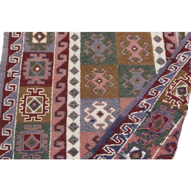 Rustic Soumak Red/Gray Wool Runner Rug- 2'4'' X 11'7'' For Sale - Image 9 of 10