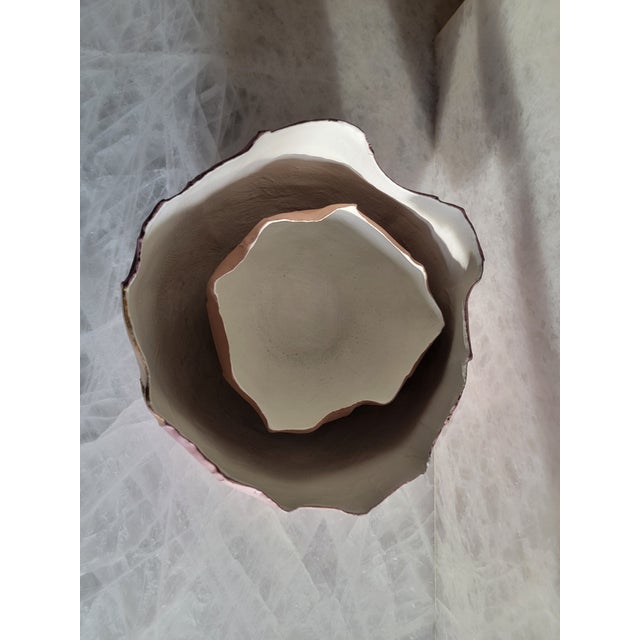 Paola Paronetto Italian Paper Clay Ceramic Bowls W/ Gold - Set of 2 For Sale - Image 11 of 11