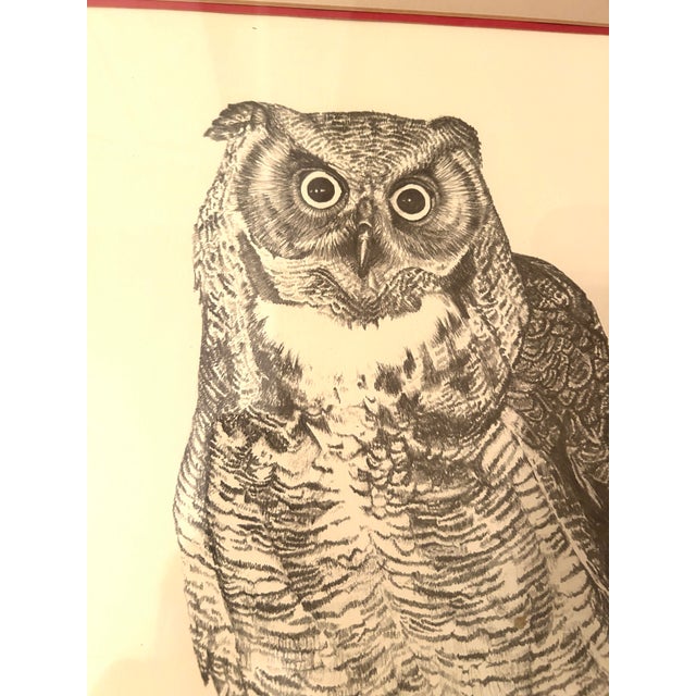 1970s 1970s Vintage Signed ÄúOwlÄù Print by Michael Shannon 11/500, Framed For Sale - Image 5 of 12