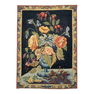 Floral Vase - Blue Loom Woven Tapestry - 200 X 145 Cm (6'7" X 4'9") - Requires Rod Size 4