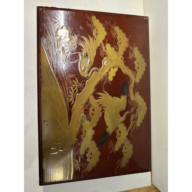 Antique Japanese Lacquer Box with Crane Motif, 1920s For Sale - Image 3 of 13