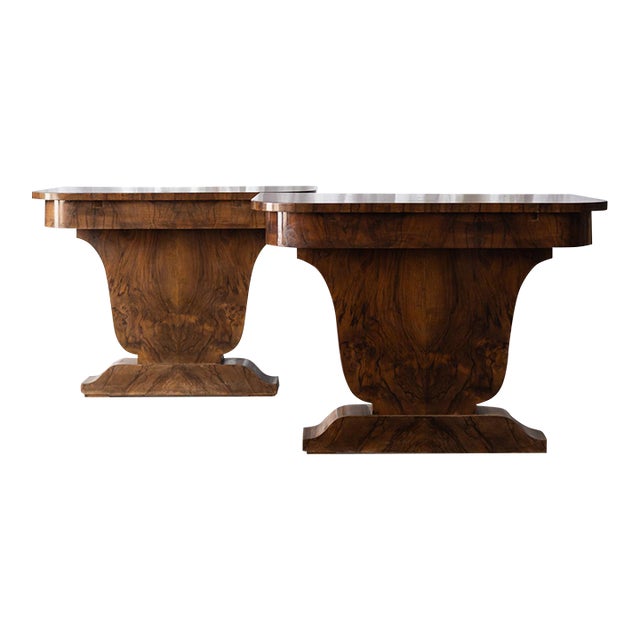 Pair of 1930s French Art Deco Demilune Tables For Sale