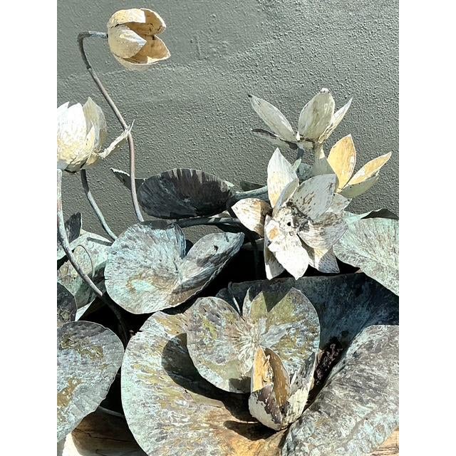 Late 20th Century Vintage Patinated Copper Lilypad Sculpture For Sale - Image 5 of 12