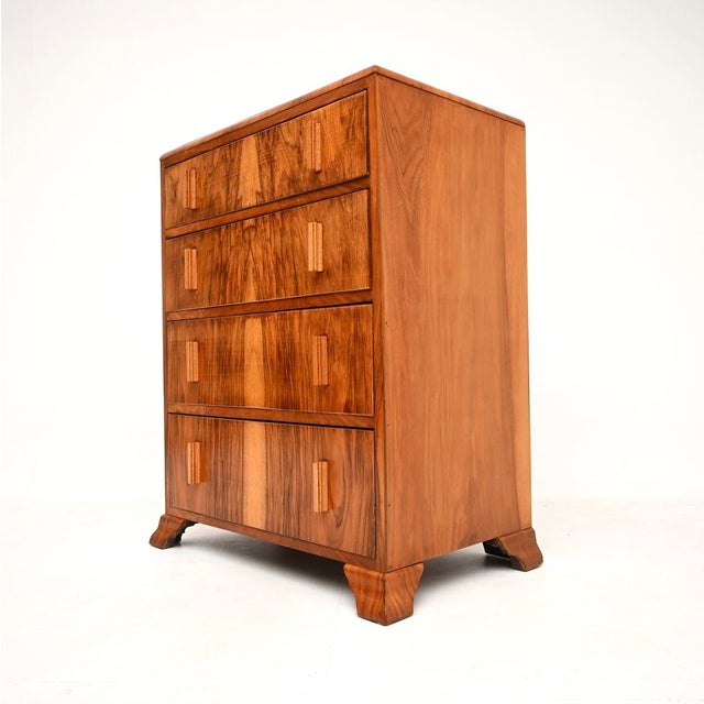 Art Deco Figured Walnut Chest of Drawers, 1930 For Sale - Image 4 of 10