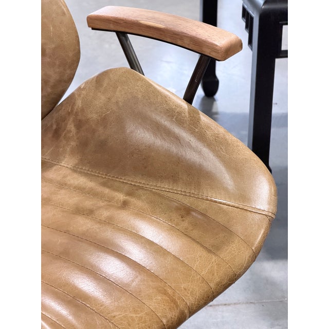 Early 21st Century Acme Hamilton Industrial Coffee Leather Channel-Stitched Swivel Task Chair For Sale - Image 5 of 10
