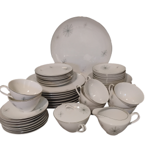 1950s Crest Wood China Imperial Pattern Mid-Century Modern Atomic Era 51 Piece China Set