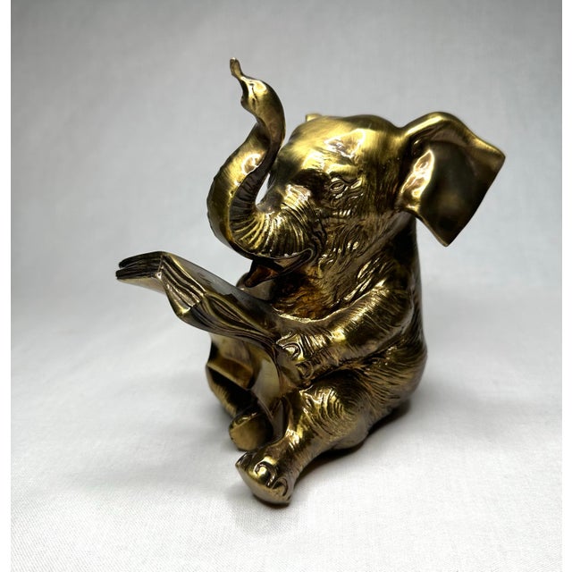 Vintage quot Literary quot Elephant Decor Object Solid Brass Chairish