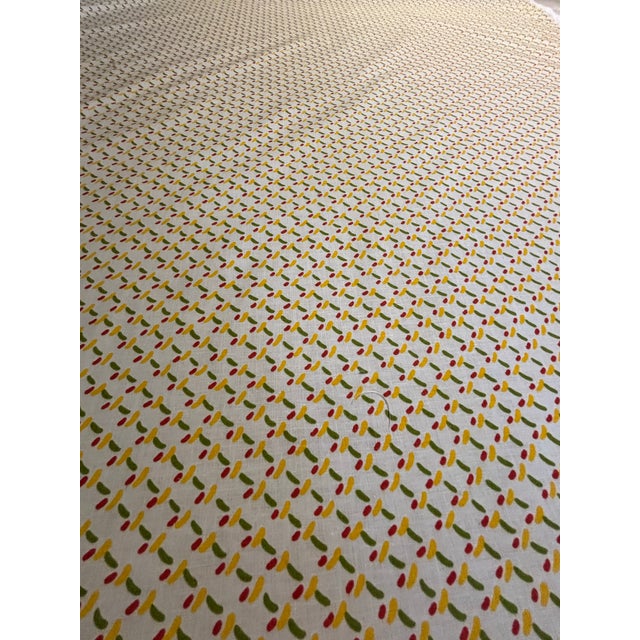 Over 10 yards of fabric from House ‘N Home Fabrics screen print from 1981. White background with yellow, green and red...