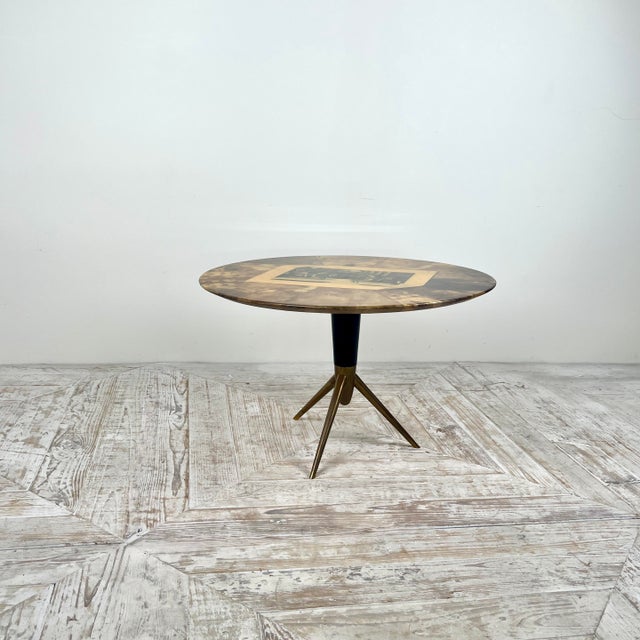 1960s Aldo Tura Lacquered Goatskin Round Side Table This distinctive side table by Aldo Tura dates to the late 1950's to...