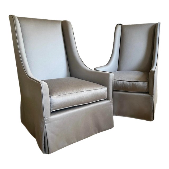 Gregorius Pineo Statement Chairs in Holly Hunt Fabric For Sale