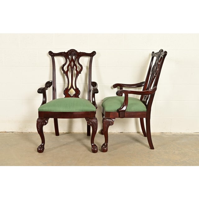 Thomasville Chippendale Carved Mahogany Armchairs, Pair For Sale - Image 11 of 15