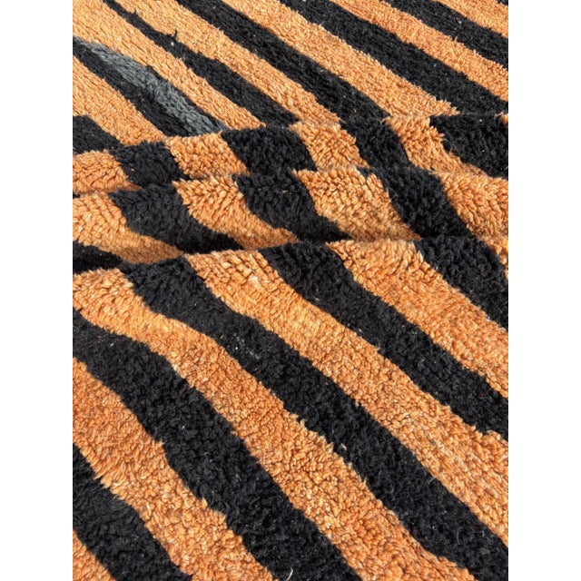 Textile Moroccan Tiger Stripe Wool Rug For Sale - Image 7 of 11