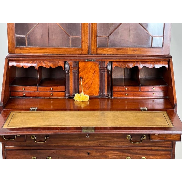 Wood Antique George III Secretary With Bookcase C. Late 18th Century For Sale - Image 7 of 9