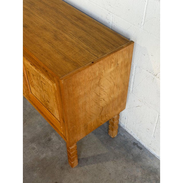 In Style of Henning Kjærnulf Solid Oak Three-Drawer Sideboard Danish Mid-Century Modern 1970s For Sale - Image 4 of 9