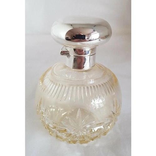 Antique George V Sterling Silver Crystal Cut Glass Scent Bottle, Birmingham, 1921 For Sale - Image 3 of 13