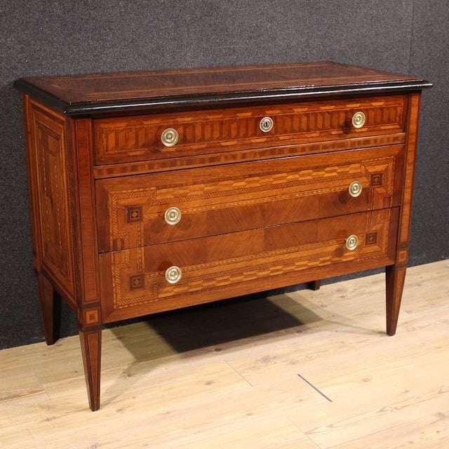 Italian Louis XVI Style Inlaid Commode, 1950 For Sale - Image 13 of 13