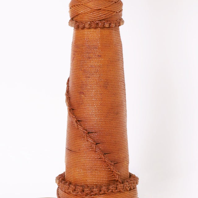 Pair of Vintage Table Lamps Wrapped in Rope For Sale - Image 4 of 6