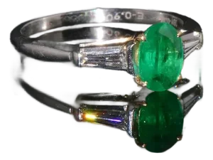 Certified Natural 1.13CTS VS G Diamond Emerald Platinum 18K Gold Three Stone Ring, size 6.75