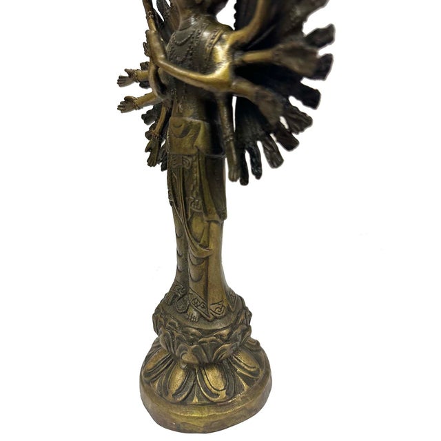 Vintage Chinese Bronze Eleven-Headed Avalokiteshvara, Kwan-Yin Sculpture For Sale - Image 9 of 14
