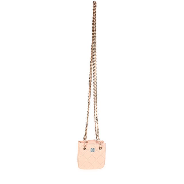 Chanel Pink Quilted Lambskin Tiny Shopping Bag For Sale - Image 4 of 8