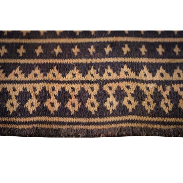 Mid-Century Modern 1950s Small Blue Geometric Modern Cotton Vintage Persian Ziloo Knotted Rug For Sale - Image 3 of 6