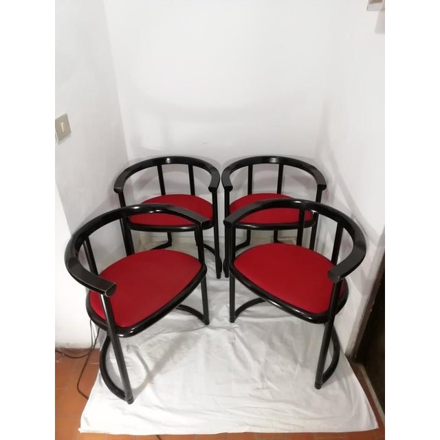 Set of 4 chairs Achillea Design Titoli Agnoli. Italian production ycami. Beautiful essential design. Painted iron strut...