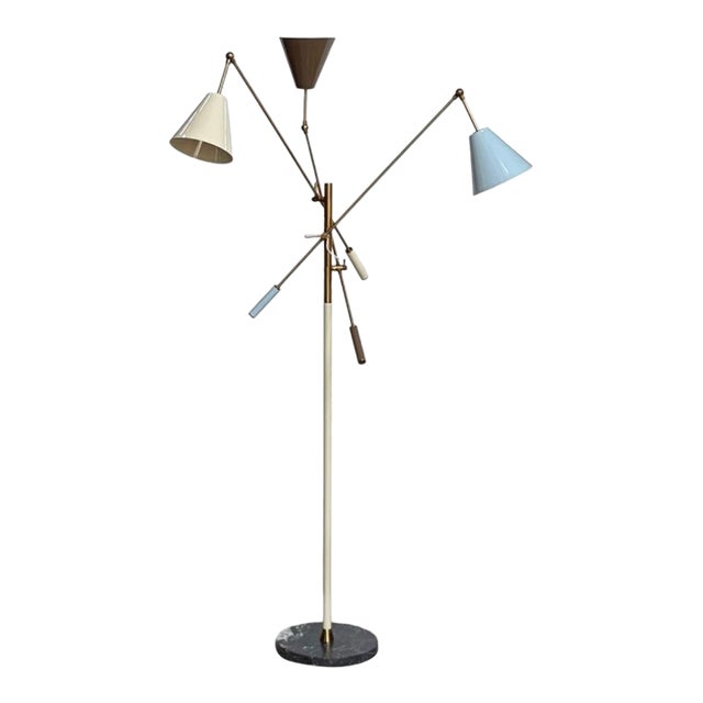 1950s Angelo Lelii “Triennale” Floor Lamp by Arredoluce W/Marble Base For Sale