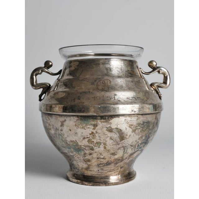 Art Deco Silver-Plated Globe Vase with Handles, Sweden, 1950s For Sale - Image 17 of 18