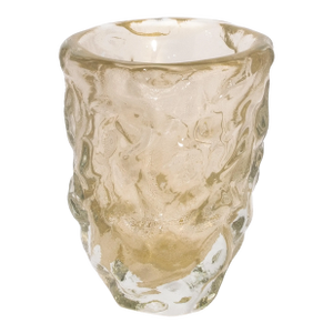Hand-Blown Murano Modern Sculptural Vase in Clear With 24-Karat Gold Flecks Medium