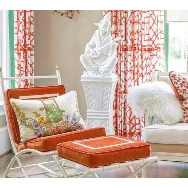 Vintage 1970s Italian Faux Bamboo Brass Lounge Chair & Ottoman — Hollywood Regency For Sale - Image 12 of 12