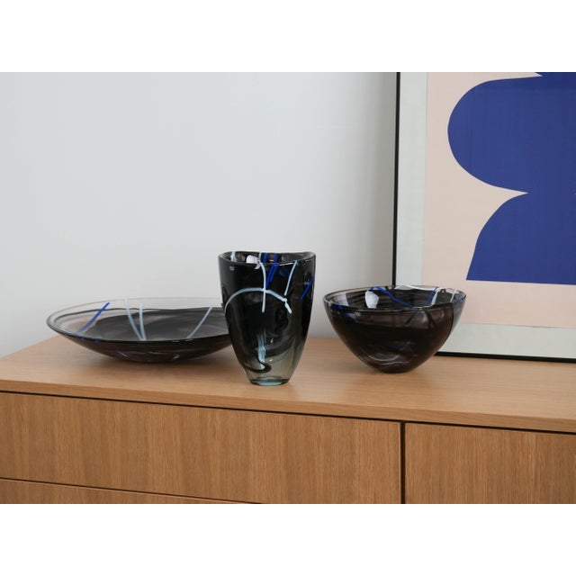 Black Swedish Glass Vase by Anna Ehrner for Kosta Boda, 1980s For Sale - Image 8 of 9