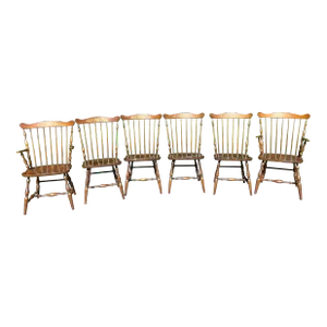 L. Hitchcock Fan Back Windsor Chairs - Set of 6 in Riverton Finish