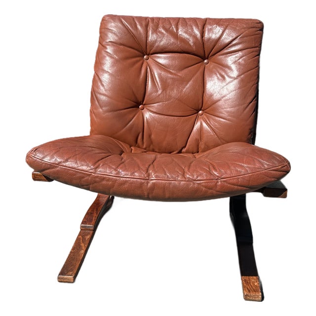 1970s “Skyline” Bent Beech & Rust Red Leather With Original Patina, Lounge Chair Attributed to Einar Hove for Hove Møbler For Sale