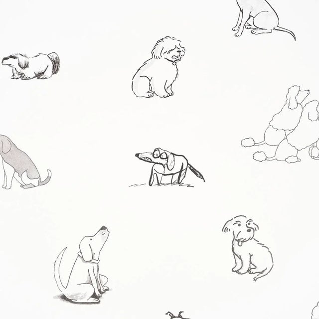 Contemporary Schumacher x The New Yorker Good Dogs Everywhere Peel & Stick Wallpaper In Black & White For Sale - Image 3 of 7