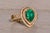 Gold The San Gregorio Creek: Pear Shaped Natural Emerald and Double Halo Diamond Ring For Sale - Image 8 of 11