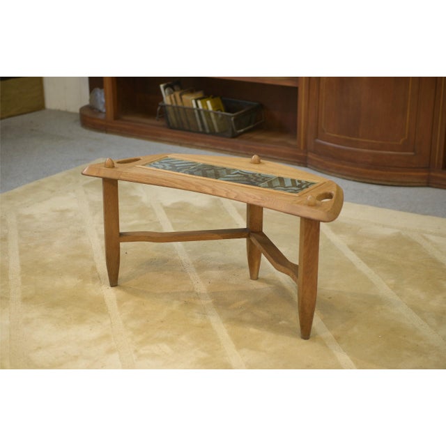 Oak and Ceramic Coffee Table by Guillerme et Chambron for Votre Maison, 1950s For Sale - Image 11 of 11